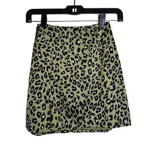 Superdown Green Fairy Grunge Leopard/Animal Print Mini Lined Skirt Women XXS